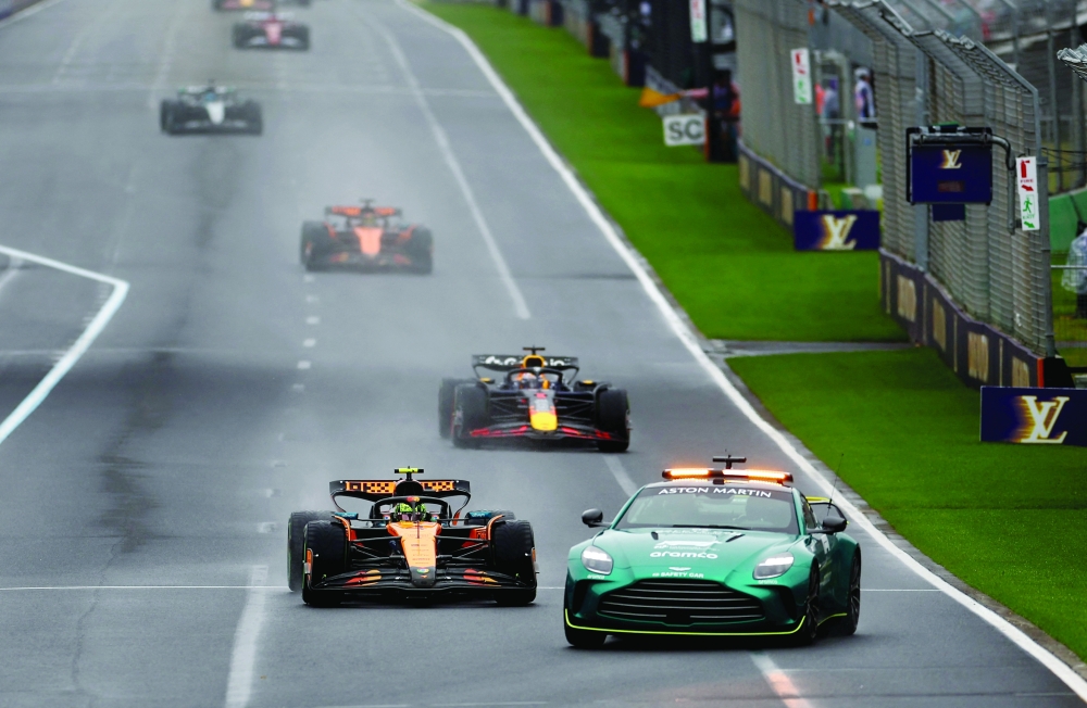 Race leads by Norris, Verstappen and Piastri. — Reuters