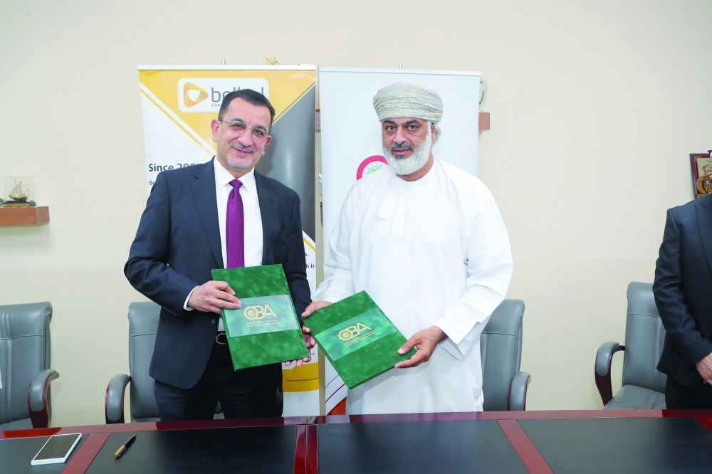 The agreement was signed by Eng Khalfan al Naabi, President of the OBA, and Malik al Khaldi, Chairman of Belltel Company