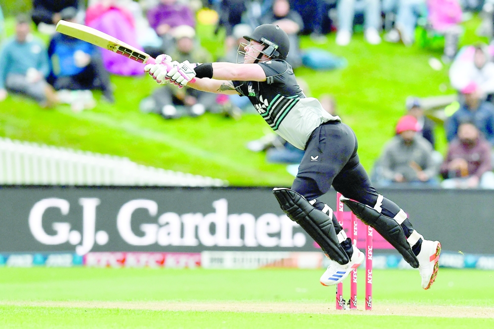 New Zealand's Tim Seifert bats during the second Twenty20 international cricket match between New Zealand and Pakistan at University of Otago Oval in Dunedin on March 18, 2025. (Photo by Sanka Vidanagama / AFP)