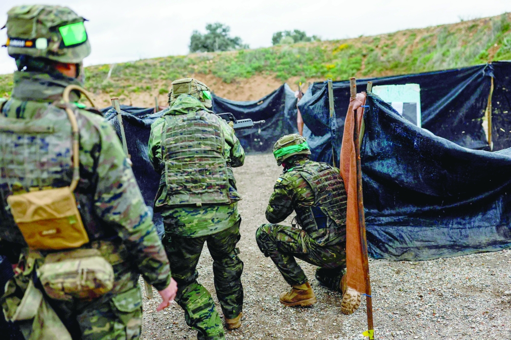 Novice Ukrainian soldiers are trained by Spanish military instructors in the Toledo Training Coordinantion Center in Toledo, Spain. — AFP