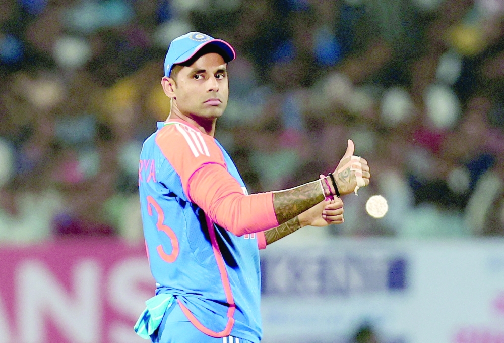 India's Suryakumar Yadav reacts Third T20 International - India v England - Saurashtra Cricket Association Stadium, Rajkot, India - January 28, 2025REUTERS