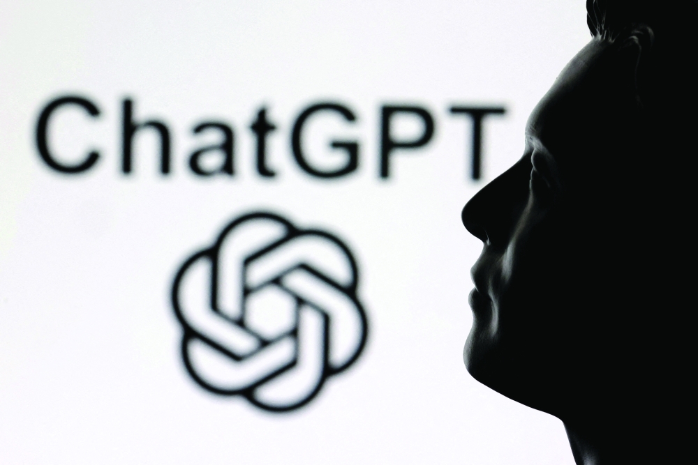 A 3D-printed miniature model of Elon Musk and ChatGPT logo are seen in this illustration taken. - Reuters File