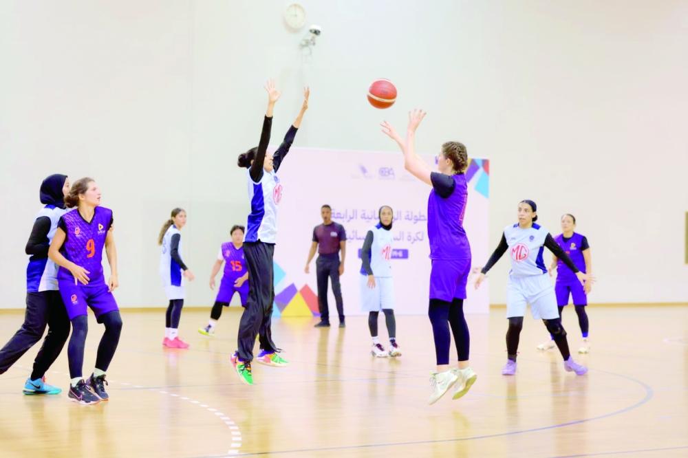 Players fight for the ball during a match.