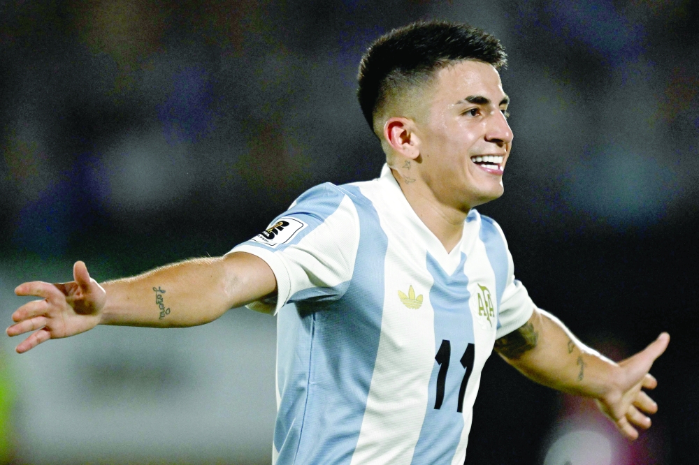 Thiago Almada celebrates after scoring during the 2026 Fifa World Cup South American qualifiers. — AFP