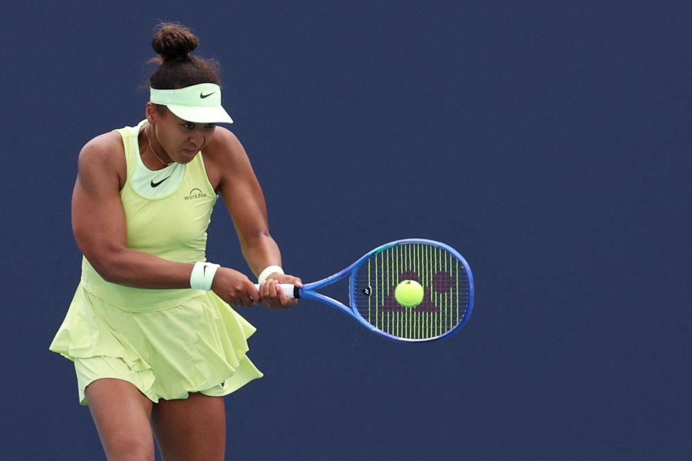 Naomi Osaka hits a backhand against Hailey Baptiste on day five of the Miami Open at Hard Rock Stadium. — Reuters
