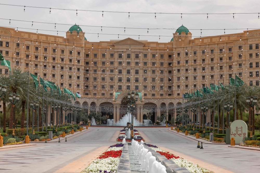 A picture taken on March 23, 2025 shows a view of the Ritz-Carlton hotel in Riyadh