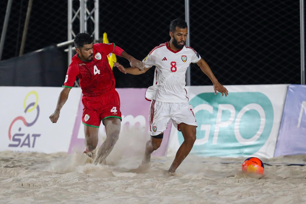Oman and UAE players in action during the quarterfinal.