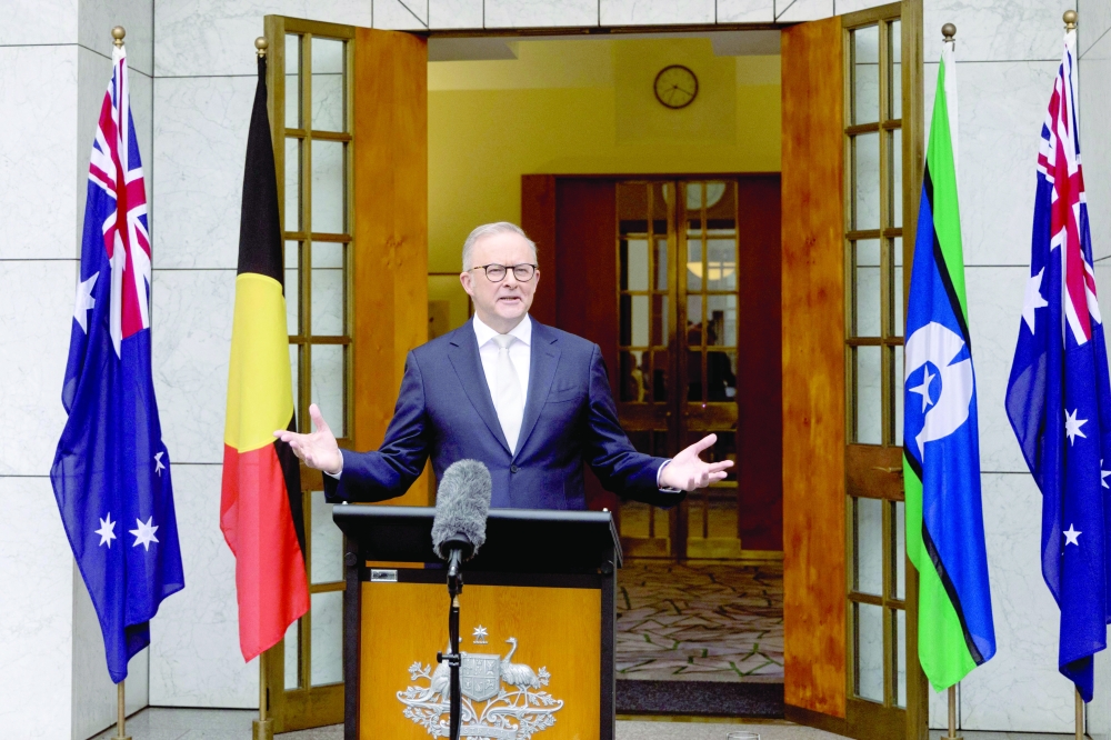 Australia Prime Minister Anthony Albanese speaks during a press conference at Parliament House, in Canberra. — AFP 