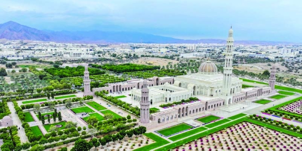 The Sultan Qaboos Grand Mosque reflects the essence of Islamic architecture incorporating Omani artistic traditions