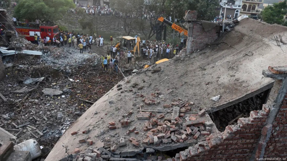 The fiery blast sent chunks of rock, metal and body parts flying far from the factory complex in the town of Deesa in Gujarat state. — Reuters