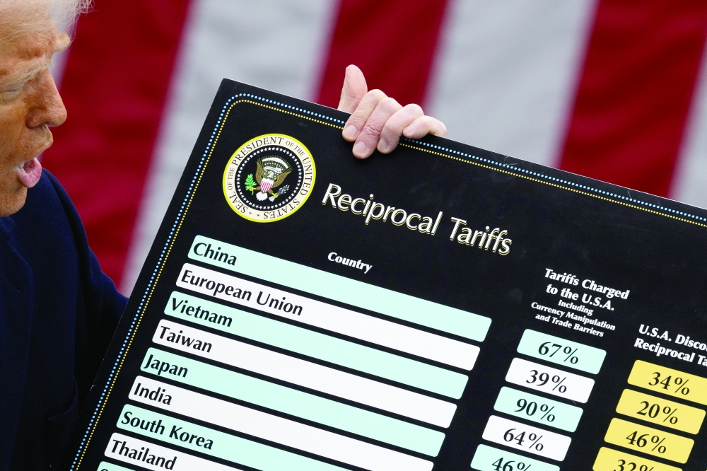 US President Donald Trump delivers remarks on tariffs in the Rose Garden at the White House in Washington, DC. — Reuters