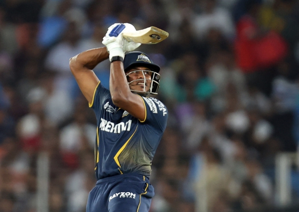 Cricket - Indian Premier League - IPL - Gujarat Titans v Rajasthan Royals - Narendra Modi Stadium, Ahmedabad, India - April 9, 2025 Gujarat Titans' Sai Sudharsan in action REUTERS/Amit Dave
