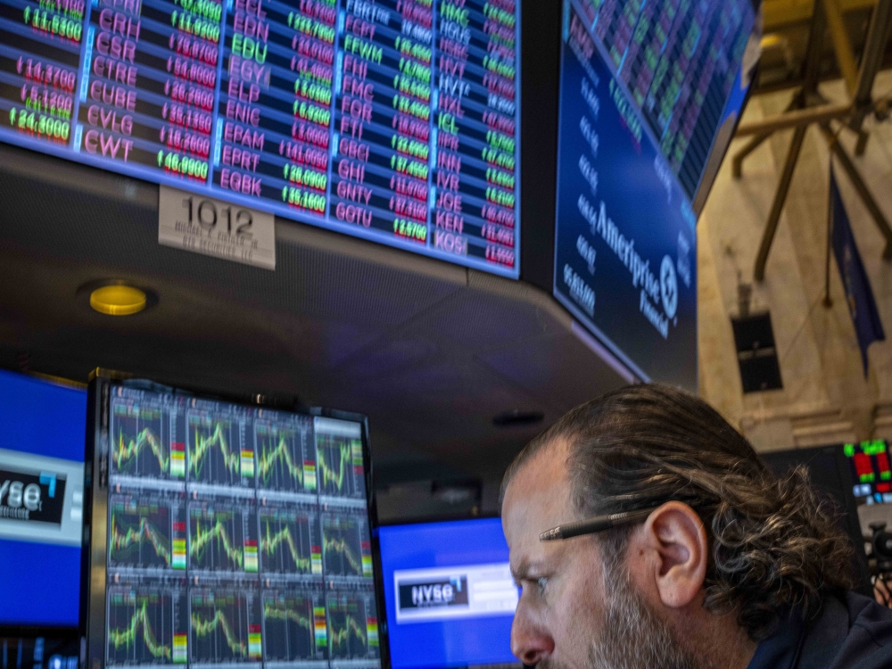 A trader at the New York Stock Exchange in Lower Manhattan, April 9, 2025. (Ashley Gilbertson/The New York Times)