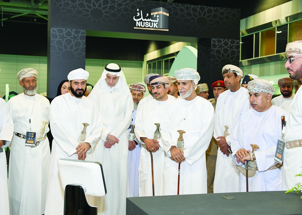 The exhibition features 'Nusuk' activities engaging visitors through interactive displays using virtual reality