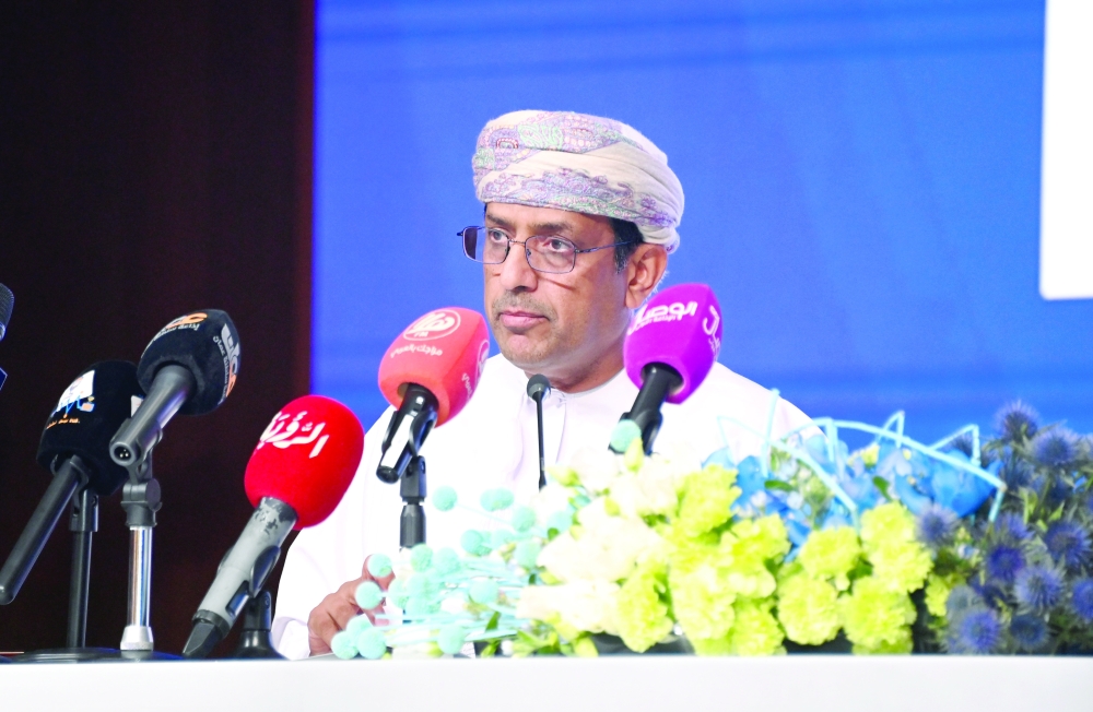 Mohammed bin Said al Balushi, Under-Secretary of the Ministry of Information, addressing the press conference