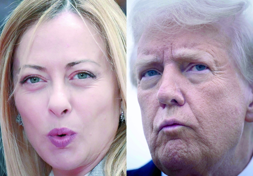 This combination of pictures created shows Italy's Prime Minister Giorgia Meloni and US President Donald Trump. — AFP