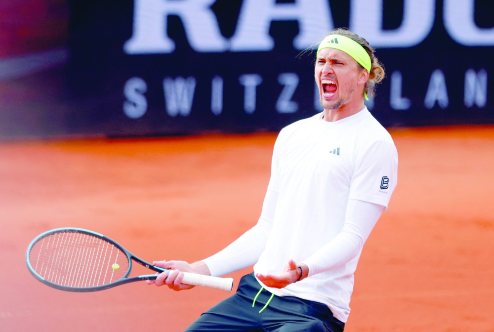 Tennis - ATP 500 - Munich Open - MTTC Iphitos, Munich, Germany - April 18, 2025 Germany's Alexander Zverev celebrates winning his quarter final match against Netherlands' Tallon Griekspoor REUTERS/Michaela Stache
