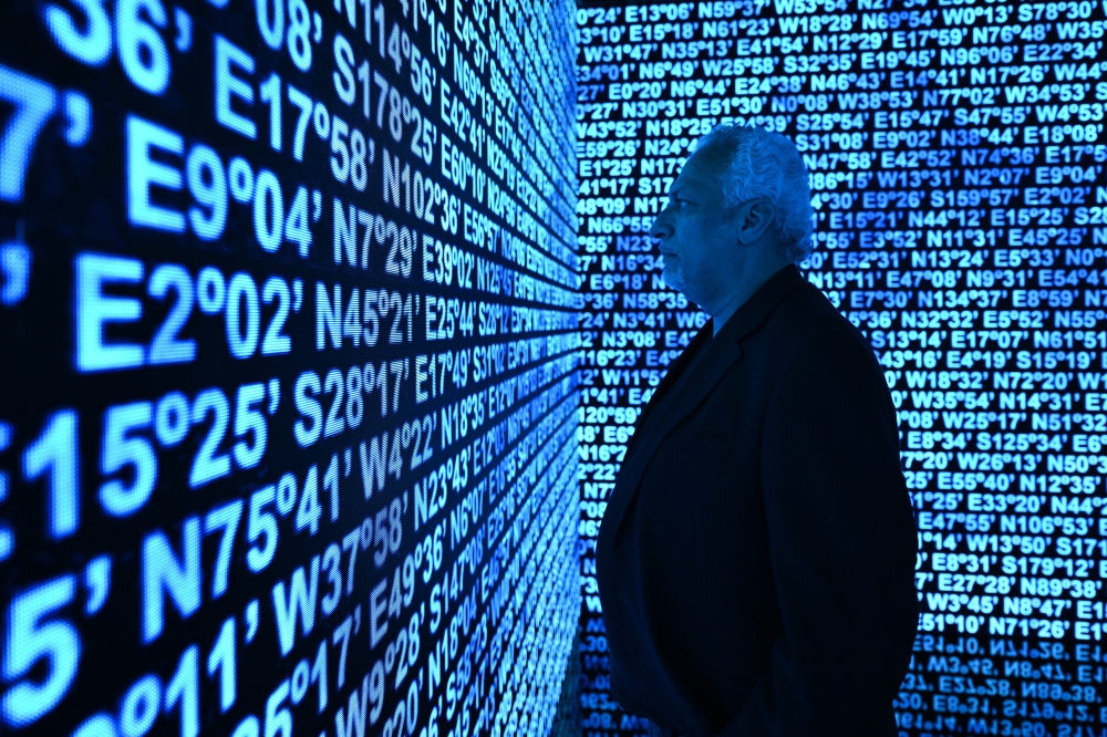 A new digital artwork by Mohammed Kazem, commissioned by Julius Baer and debuting at Art Dubai. Photo_ Cedric Ribeiro _ Getty Images for Art Du