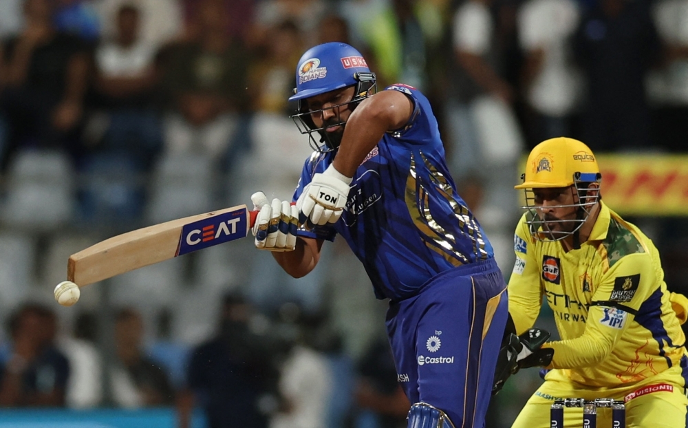 Cricket - Indian Premier League - IPL - Mumbai Indians v Chennai Super Kings - Wankhede Stadium, Mumbai, India - April 20, 2025 Mumbai Indians' Rohit Sharma in action REUTERS/Francis Mascarenhas
