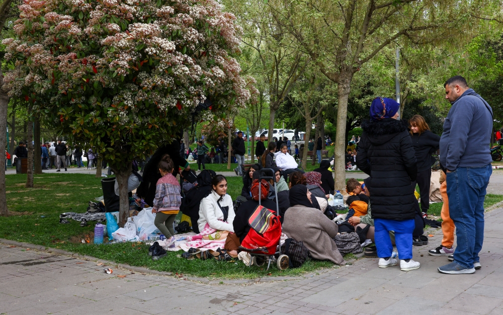 People evacuate to Gezi Park following an earthquake in Istanbul. - Reuters