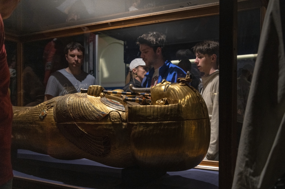 The innermost of Tutankhamens three nested coffins, on display at the old Egyptian Museum in Tahrir Square in Cairo, Egypt, in February 2025. (Stephen Hiltner/The New York Times)