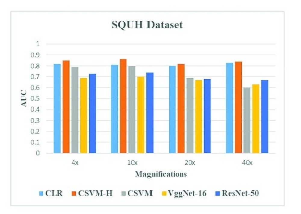 Comparing the performance of CLR and CSVM-H models over other models on SQUH dataset