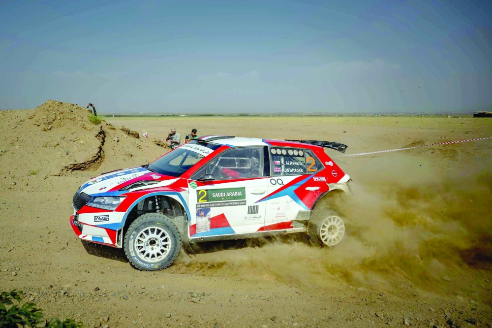 Oman Rally Team's Abdullah al Rawahi in action at Rally Saudi Arabia.