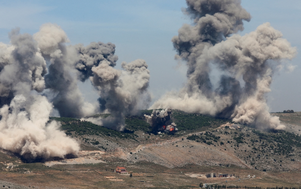 Smoke billows from Nabatieh district, following Israeli strikes, in southern Lebanon. — Reuters