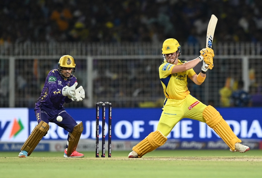 Chennai Super Kings' Dewald Brevis in action. — Reuters