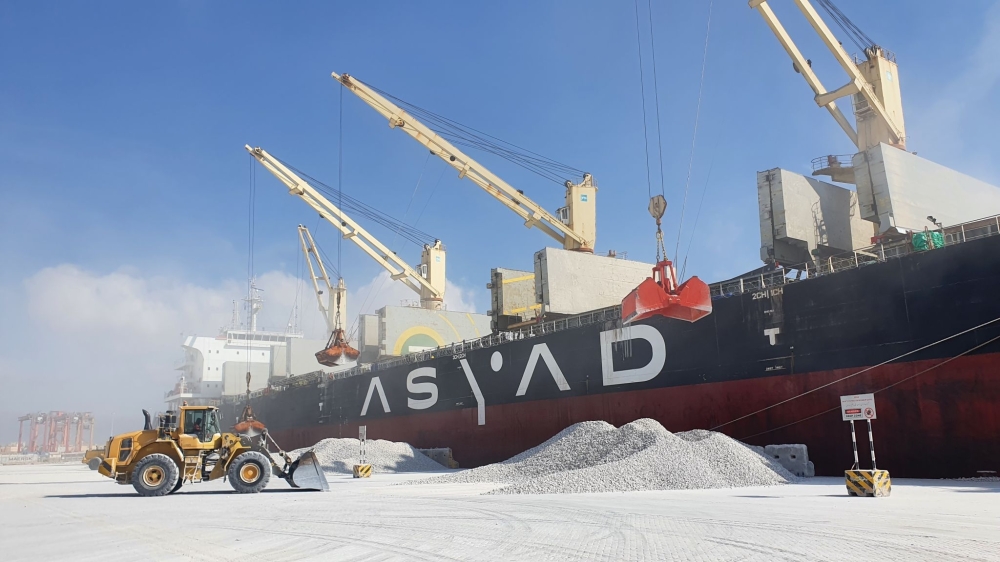 Gypsum being exported from Salalah Port.