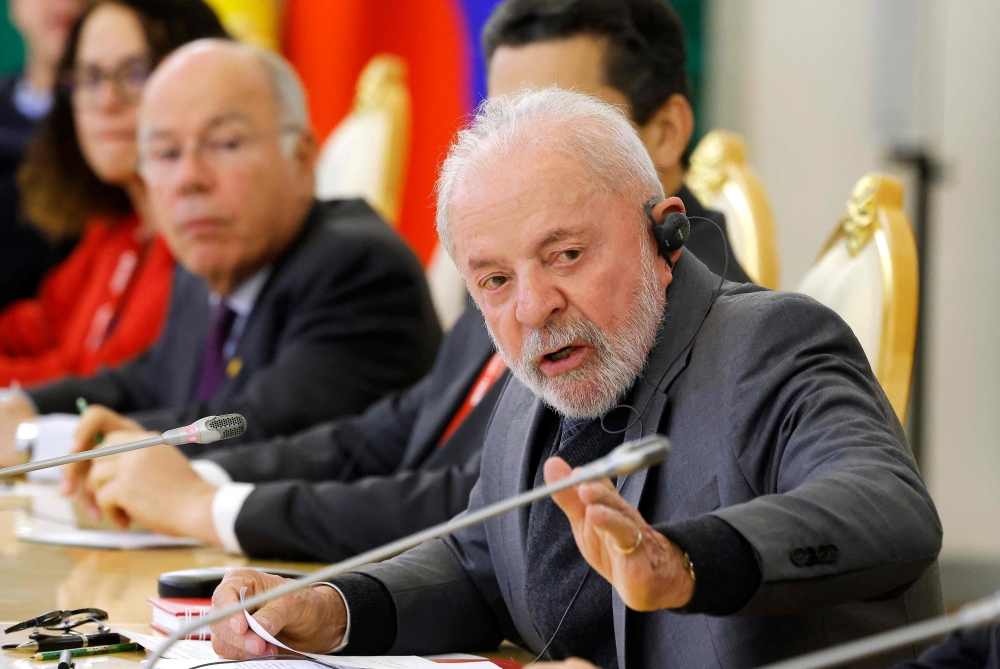 Brazilian President Luiz Inacio Lula da Silva attends a meeting at the Kremlin in Moscow. — AFP