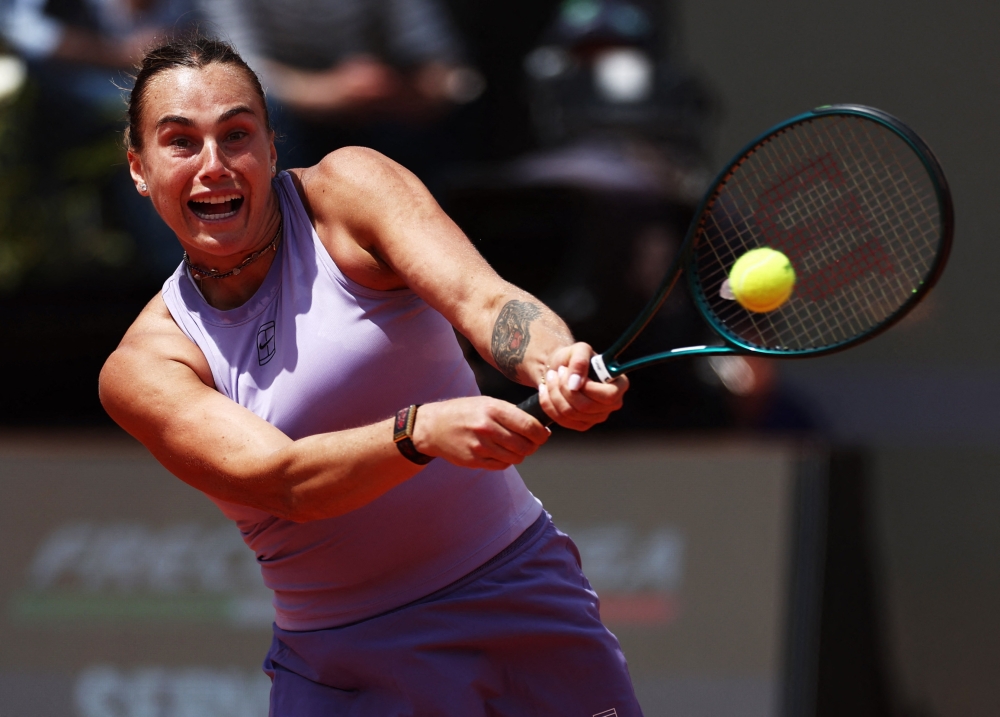 Belarus' Aryna Sabalenka in action during her round of 32 match against Sofia Kenin of the US.— Reuters