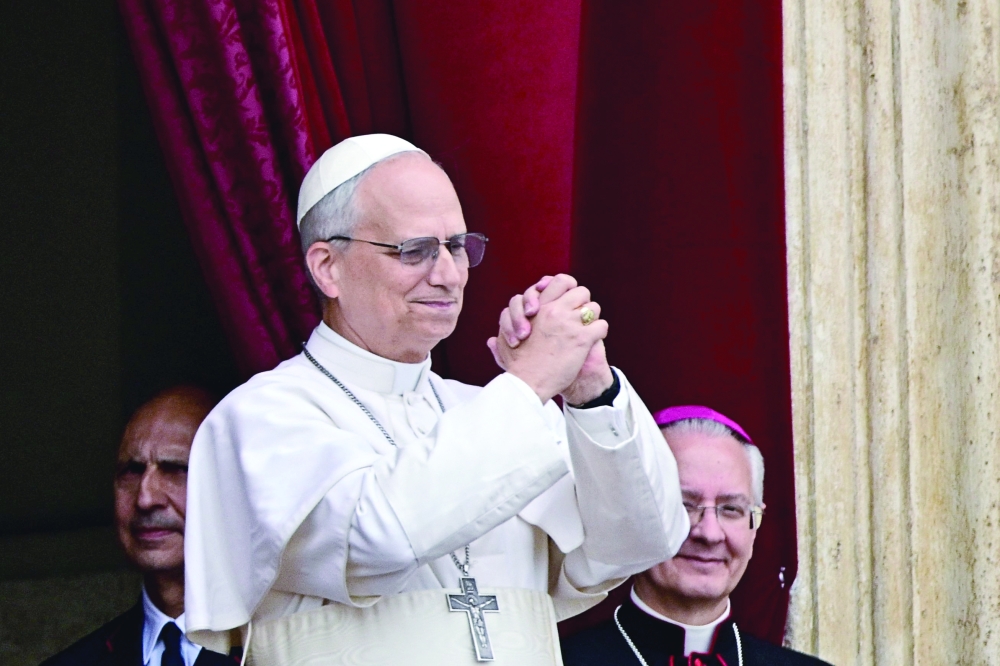 Pope Leo XIV gestures after delivering the Regina Caeli prayer, in The Vatican. — AFP