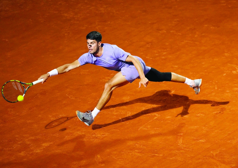 Spain's Carlos Alcaraz in action during his round of 32 match against Serbia's Laslo Djere. — Reuters