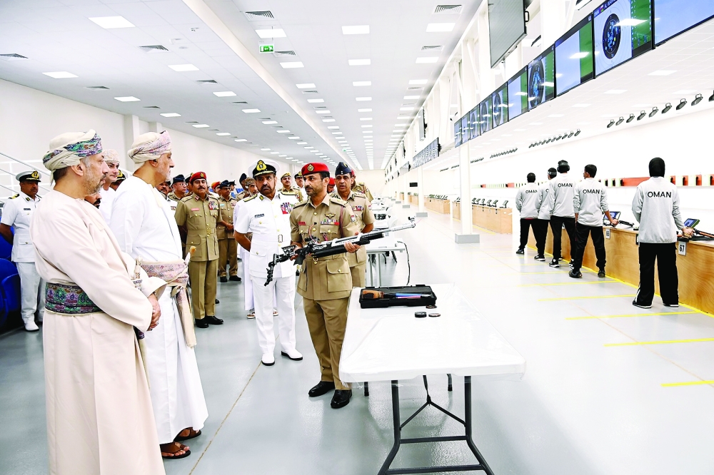 HH Sayyid Shihab bin Tarik al Said tours the National Olympic Shooting Complex in Muscat.