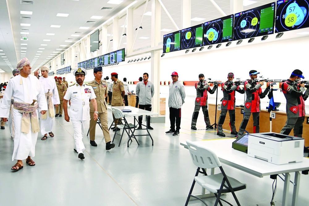 HH Sayyid Shihab bin Tarik al Said tours the National Olympic Shooting Complex in Muscat.