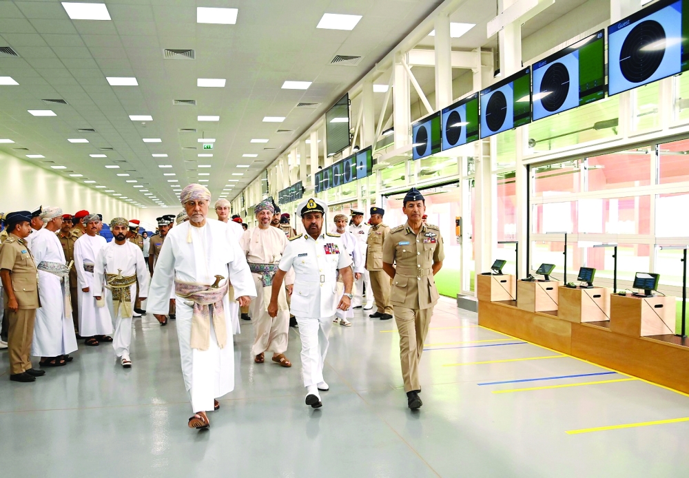 HH Sayyid Shihab bin Tarik al Said tours the National Olympic Shooting Complex in Muscat.