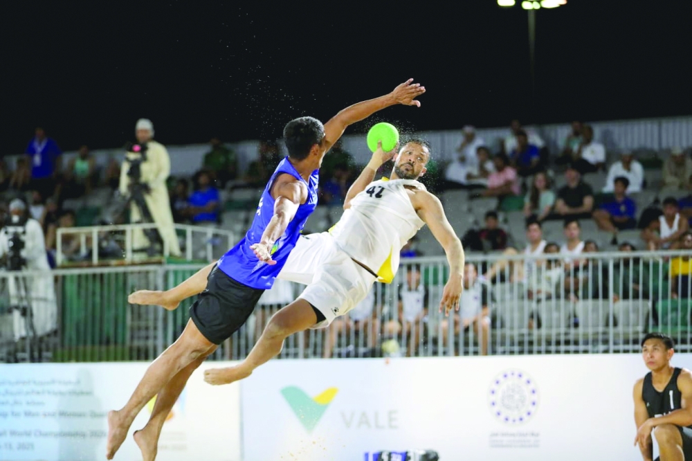 Oman player in action against the Philippines.