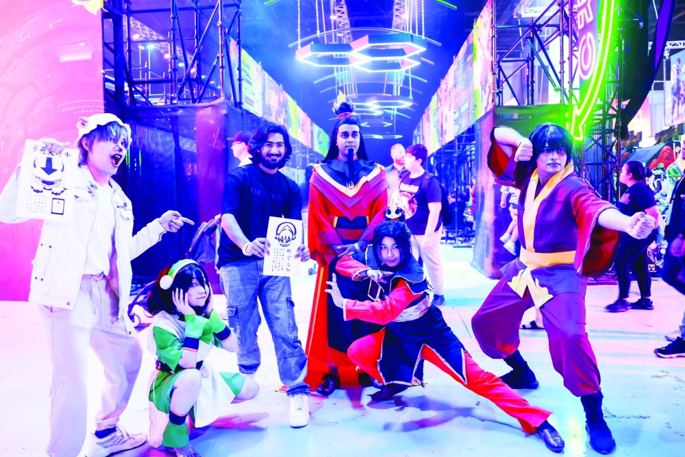 Cosplayers strike a pose 