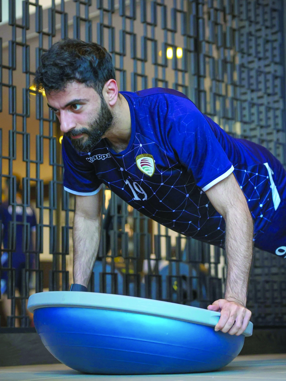 The players work out in the gymnasium.