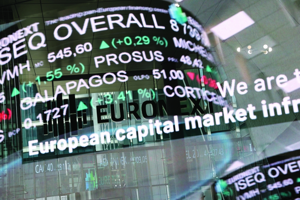 Euronext stock exchange in the La Defense business district in Paris. Reuters