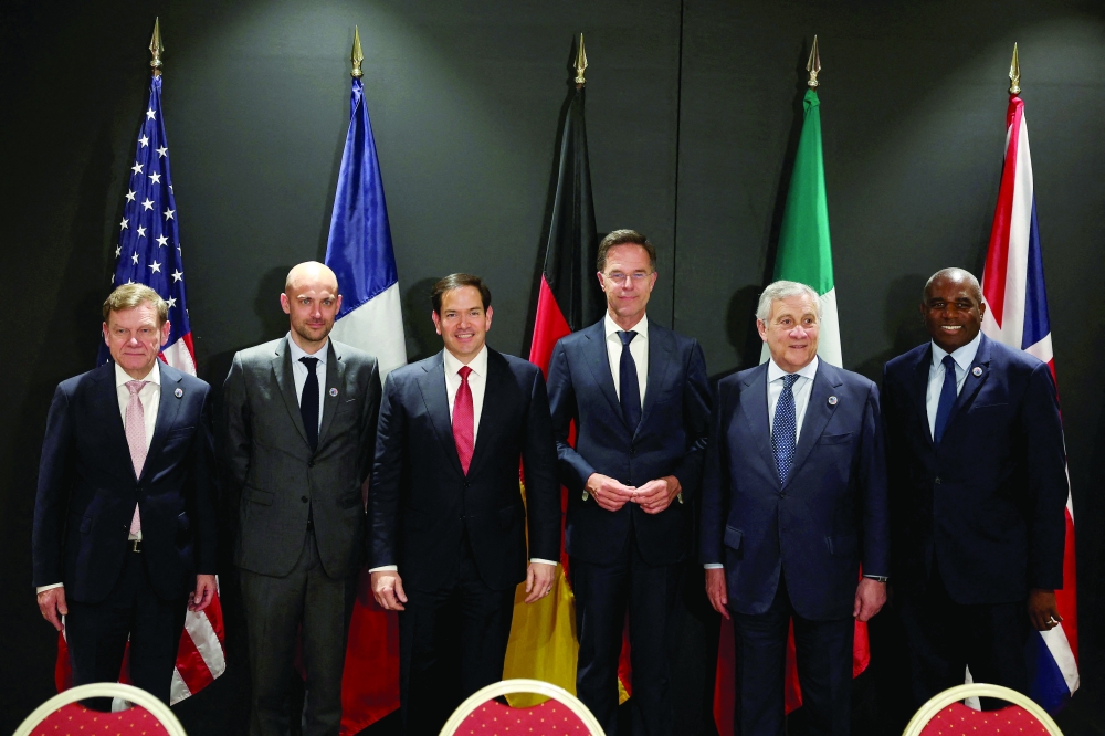 (From L) Germany's Foreign Minister Johann Wadephul, France's Minister for Europe and Foreign Affairs Jean-Noel Barrot, US Secretary of State Marco Rubio, Nato Secretary General Mark Rutte, Italy's Foreign Minister Antonio Tajani and Britain's Foreign Secretary David Lammy pose for pictures ahead of potential peace talks between Ukraine and Russia in Türkiye. — AFP