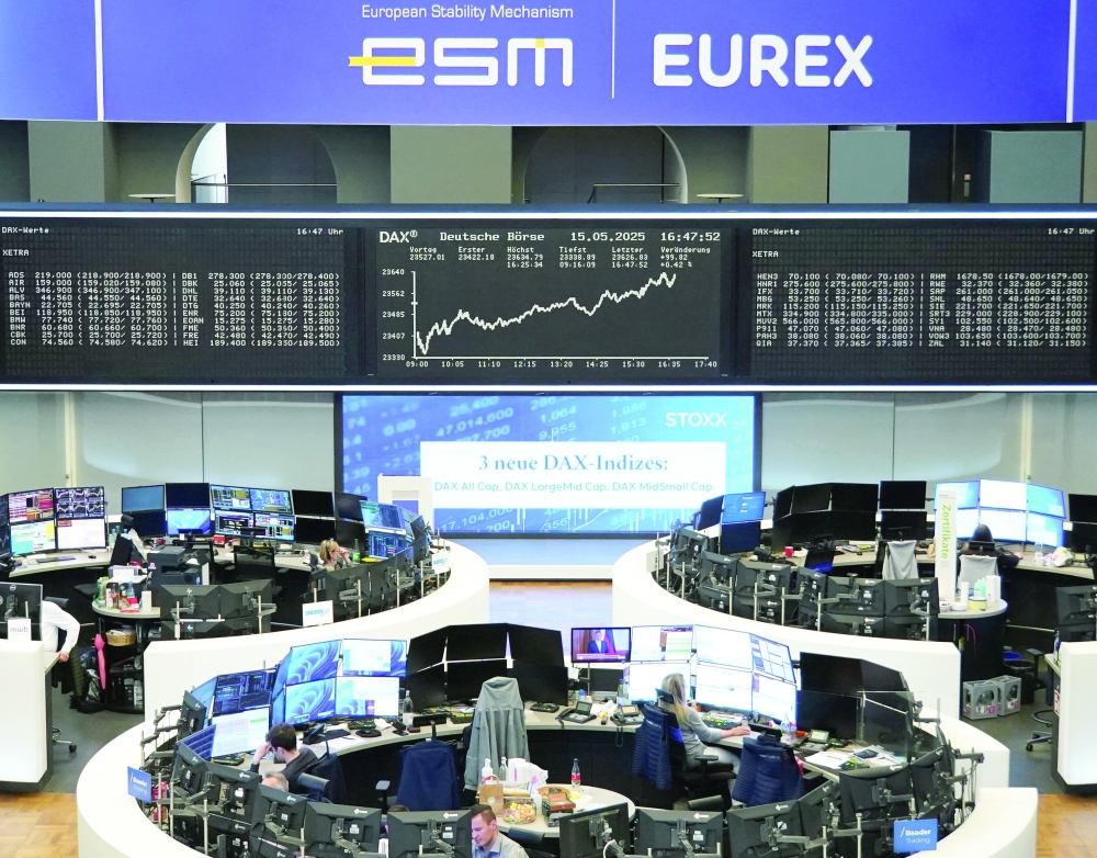 The German share price index DAX graph is pictured at the stock exchange in Frankfurt, Germany on Thursday. — Reuters