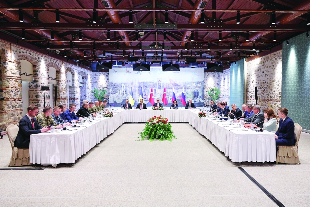 Turkish Foreign Minister Hakan Fidan chairs a meeting between Ukrainian and Russian negotiators in Istanbul. — Reuters