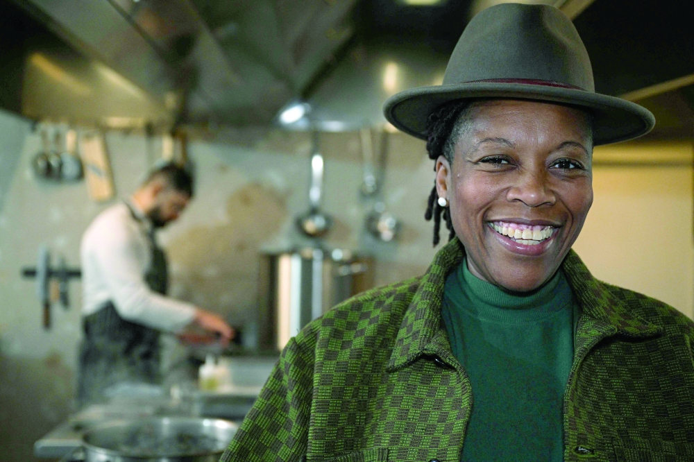 Franco Beninese Georgiana Viou, chef at the one-star Michelin Restaurant Rouge within the Margaret Hotel Chouleur in Nimes, poses during a photo session on March 21, 2025. 