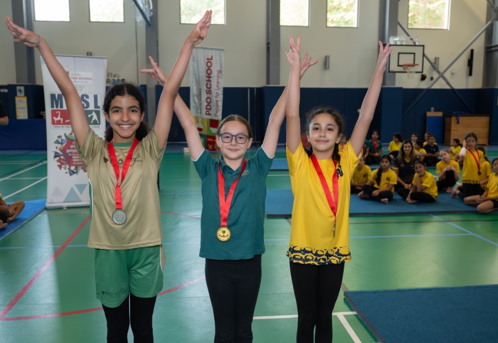 Sixty girls from six schools across Muscat participated in floor routines.
