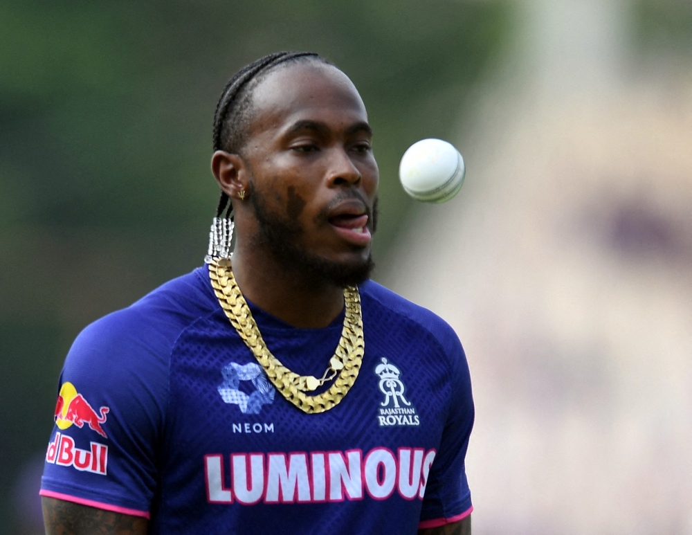 Rajasthan Royals' Jofra Archer warms up before the IPL match against Kolkata Knight Riders on May 4. — Reuters