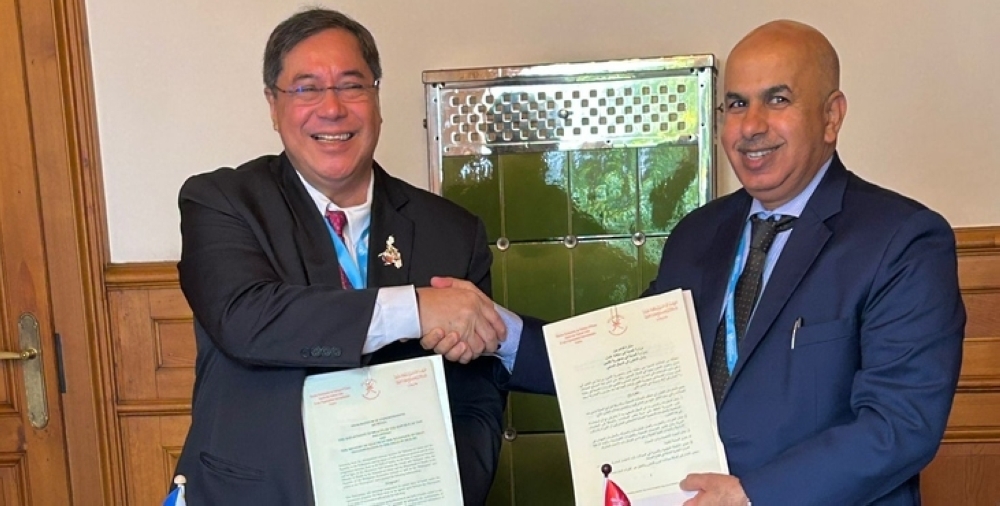 The MoU was signed by Dr Hilal bin Ali al Sabti and Dr Teodoro Herbosa in Geneva on Thursday.