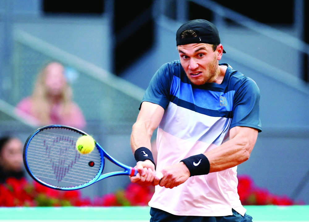 Britain's Jack Draper in action during his semifinal match against Italy's Lorenzo Musetti. — Reuters