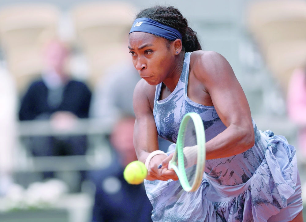 Gauff in action during her first round match. — Reuters